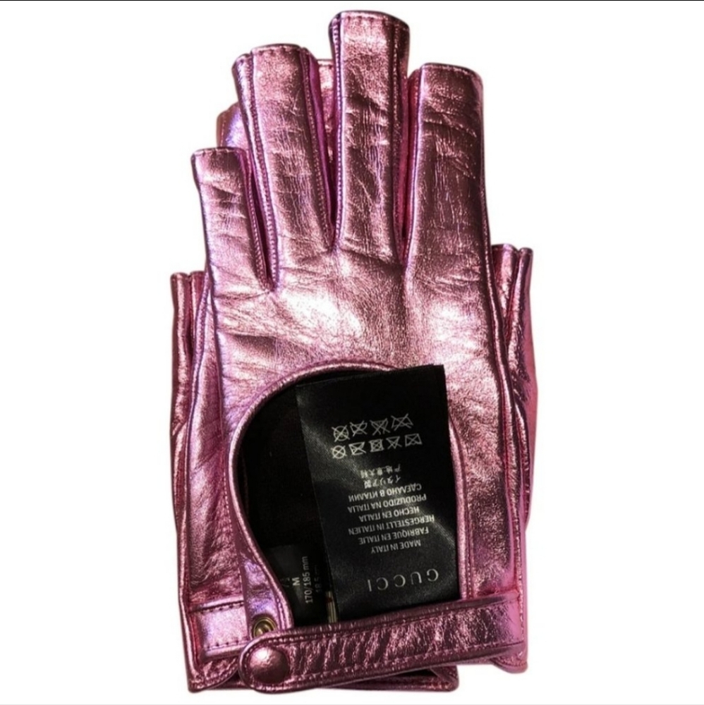 Gucci Metallic Pink Fingerless Gloves NWOT